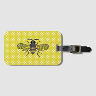 Étiquette À Bagage Décor cadeau Motif BEE Jaune Polkadot tendance Nou