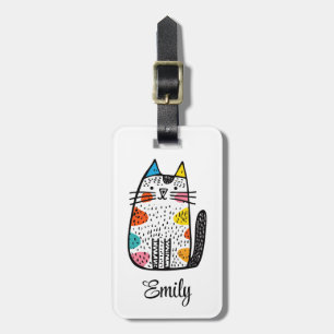Étiquette À Bagage Décor de chats de caricature coloré mignon