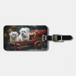 Étiquette À Bagage Décor de Noël maltais Snowy Sleigh