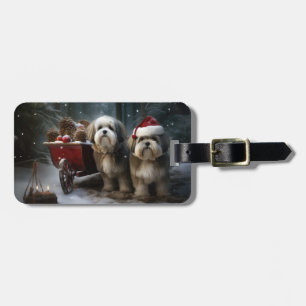 Étiquette À Bagage Décor de Noël Malti tzu Snowy Sleigh