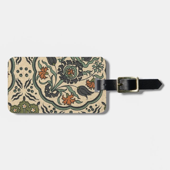 Étiquette À Bagage Décor Floral Perse Carrelage (Devant horizontal)