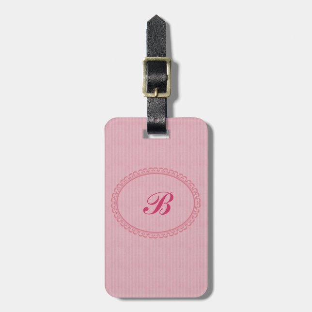 Étiquette À Bagage Décoré d'un monogramme dans l'initiale (Devant Vertical)
