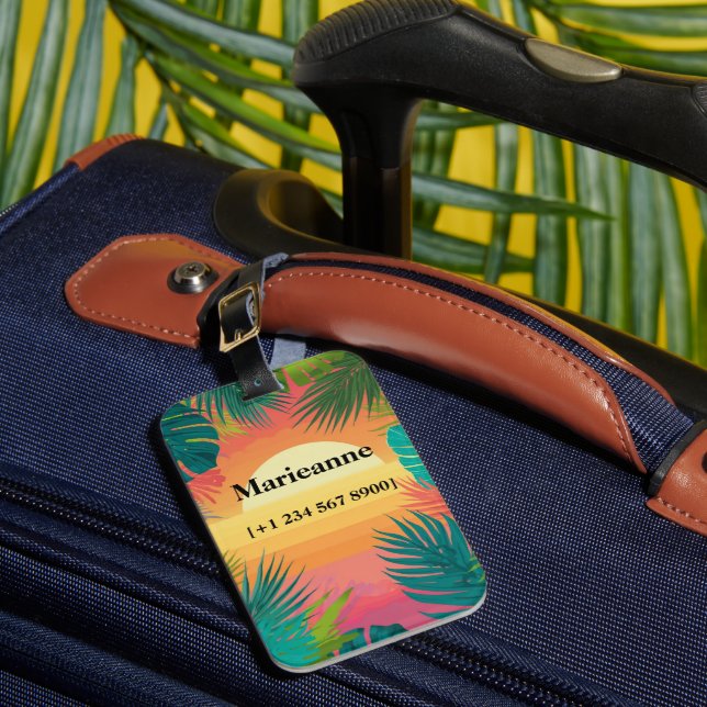 Étiquette À Bagage Dégradé de coucher de soleil au paradis tropical (Insitu Rectoal 1)
