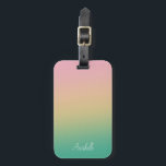 Étiquette À Bagage Dégradé Ombre personnalisé Turquoise rose rose poc<br><div class="desc">Design sombre ensoleillé en été esthétique. Transition de couleur en dégradé doux. Décorez votre valise avec cette étiquette de bagages à l'ombre estivale.</div>