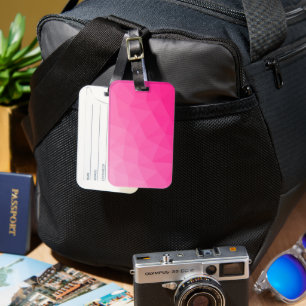 Étiquette À Bagage Dégradé rose chaud Motif de maille géométrique