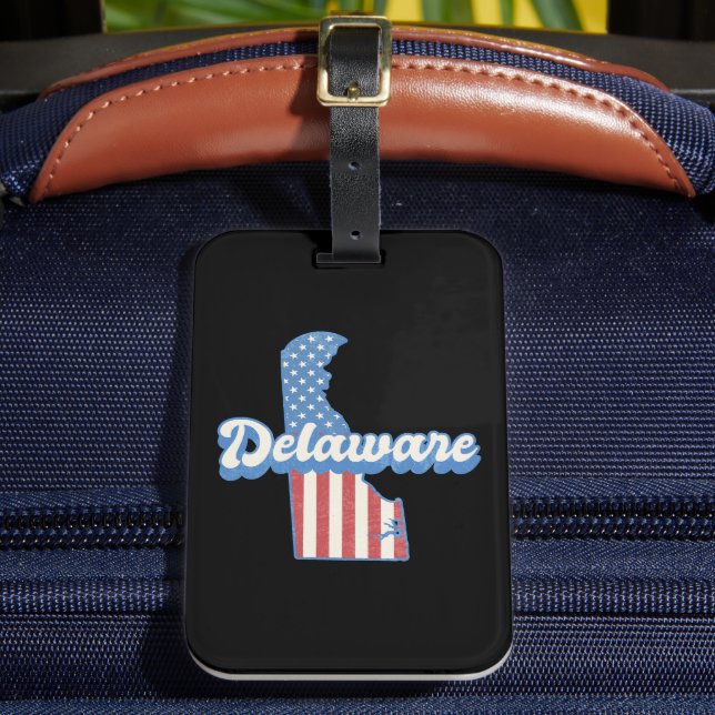 Étiquette À Bagage Delaware USA Map Drapeau américain (Insitu Rectoal 2)