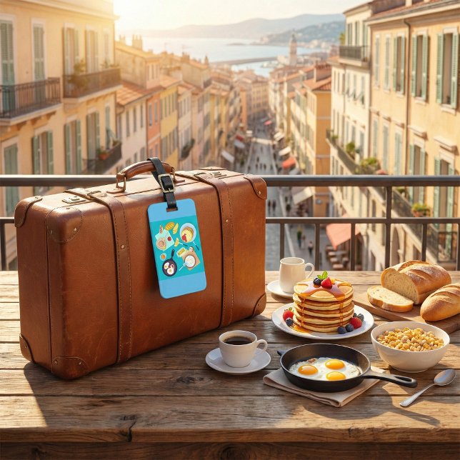 Étiquette À Bagage Délicieux petit déjeuner Pancakes Oeufs Café (Créateur téléchargé)