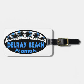 Étiquette À Bagage Delray Beach Florida bleu palmiers noirs
