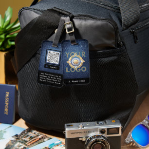 Étiquette À Bagage Denim Blue Parties scintillant Business Custom Log