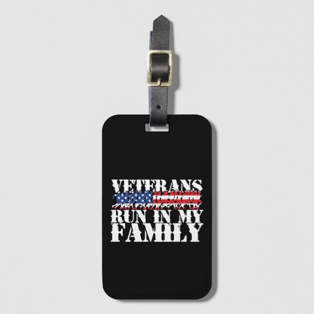 Étiquette À Bagage Des vétérans militaires courent dans ma famille -  (Devant Vertical)