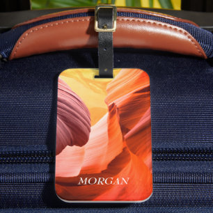 Étiquette À Bagage Desert Slot Canyon ou votre photo, nom blanc