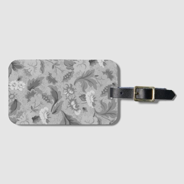 Étiquette À Bagage Design arrière - plan gris gris blanc mignon (Devant Horizontal)