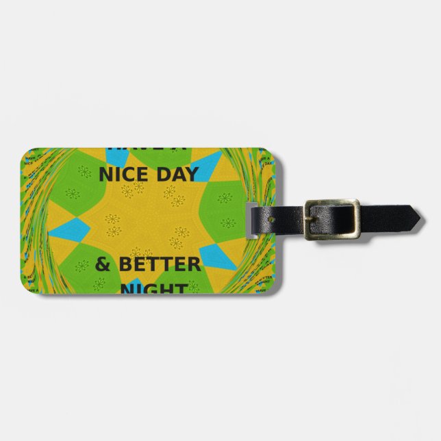 Étiquette À Bagage Design circulaire "Bonne journée et meilleure nuit (Devant horizontal)