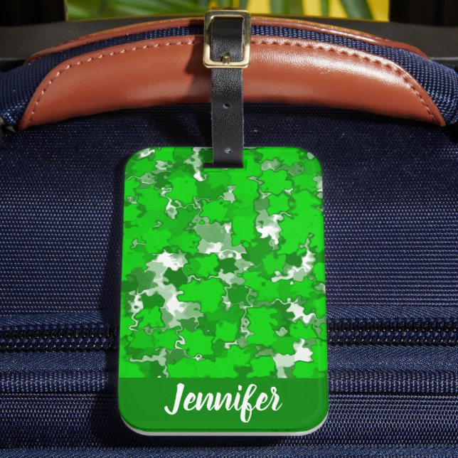 Étiquette À Bagage Design d'art Abstrait Foliage vert (Insitu Rectoal 2)