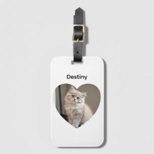 Étiquette À Bagage Design de chat en forme de cœur