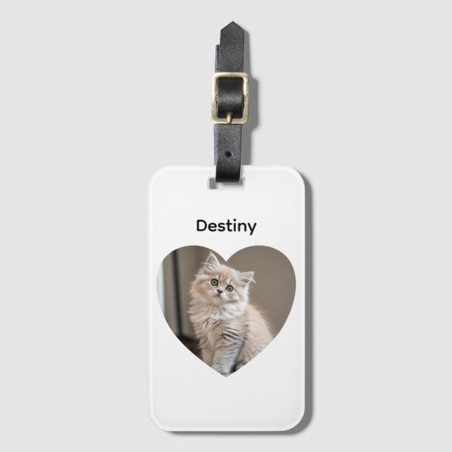 Étiquette À Bagage Design de chat en forme de cœur (Devant Vertical)