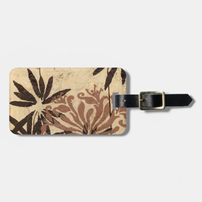 Étiquette À Bagage Design de crayon floral avec Feuilles tawny (Devant horizontal)