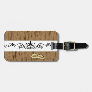 Étiquette À Bagage Design De Mariage Élégant Avec Anneaux