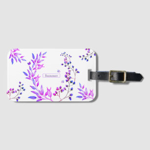 Étiquette À Bagage Design original de fleurs et branches violettes