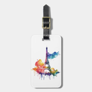 Étiquette À Bagage Design parisien avec plaques colorées