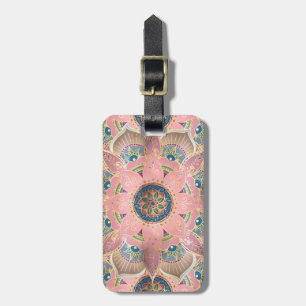 Étiquette À Bagage Design tendance métal or et rose Mandala