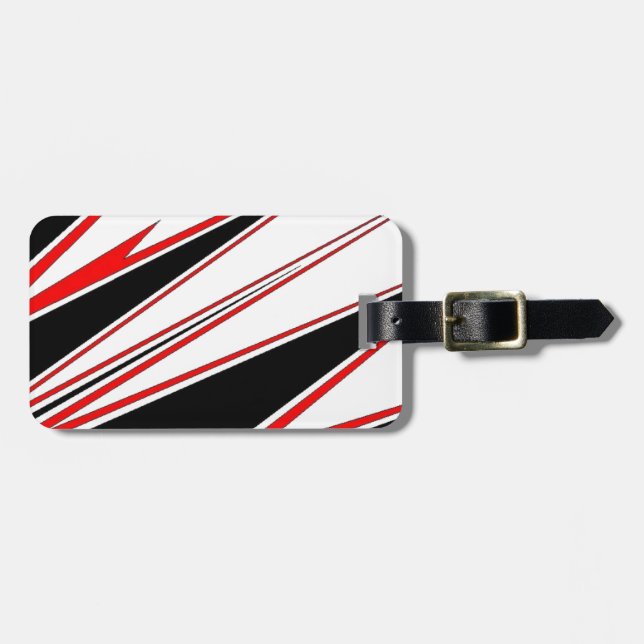 Étiquette À Bagage Design zig-zag rouge et noir de l'AOM (Devant horizontal)