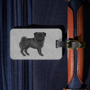 Étiquette À Bagage Dessin animé couleur noire Pug Mops Race de chien