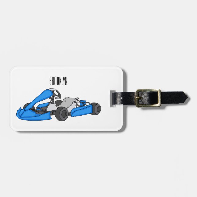 Étiquette À Bagage dessin animé de Kart racing (Devant horizontal)