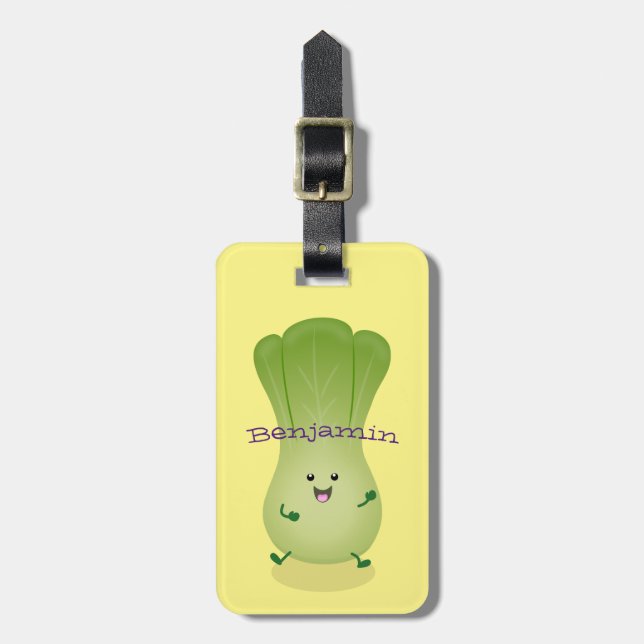 Étiquette À Bagage dessin animé mignon de bok choy (Devant Vertical)