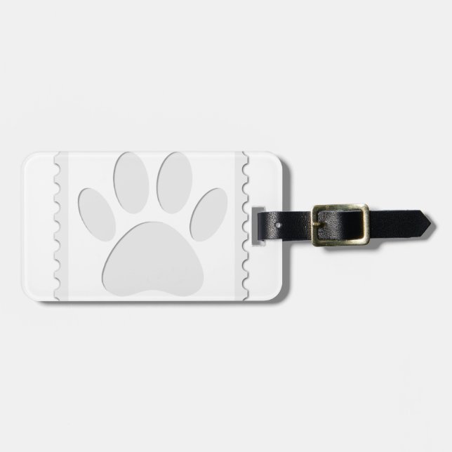 Étiquette À Bagage Dessin de patte de chien découpé (Devant horizontal)