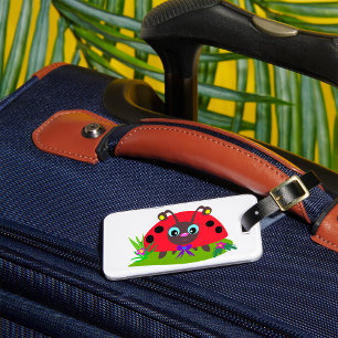 Étiquette À Bagage Dessin Ladybug Bow and Flowers