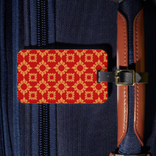 Étiquette À Bagage Dessin ornemental rouge et or