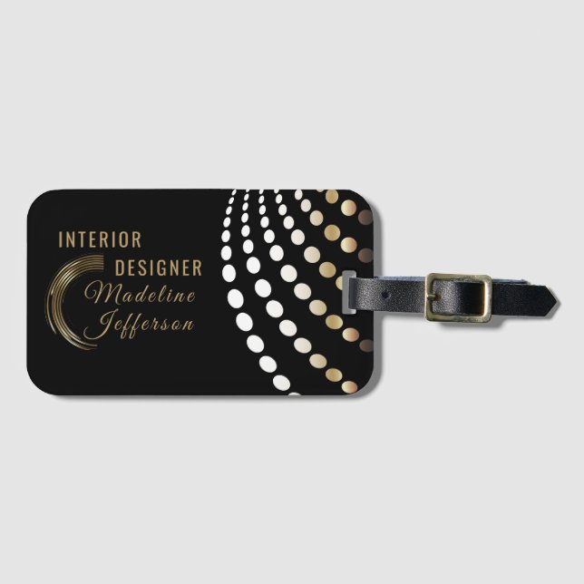 Étiquette À Bagage Dessinateur d'intérieurs professionnel - or et (Devant Horizontal)