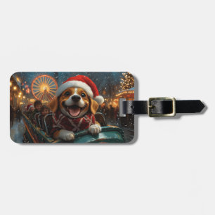 Étiquette À Bagage Dessous de verre à rouleaux de chien beagle Noël