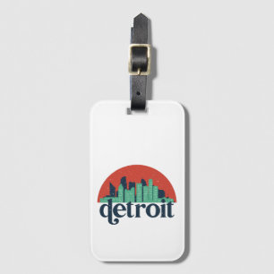Étiquette À Bagage Detroit Michigan City Skyline Retro City Art
