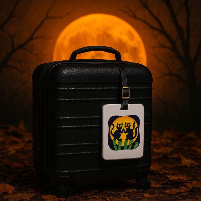 Étiquette À Bagage Deux chats noirs (Créateur téléchargé)