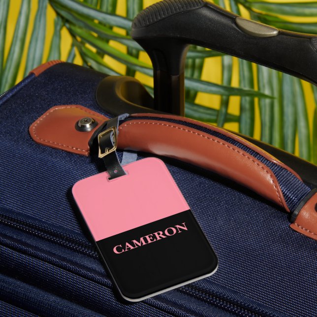 Étiquette À Bagage Deux couleurs tendance | Nom | Rose noir et Saumon (Insitu Rectoal 1)