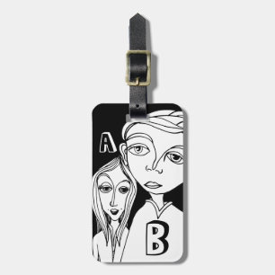 Étiquette À Bagage Deux lettres personnalisées et personnages de grib