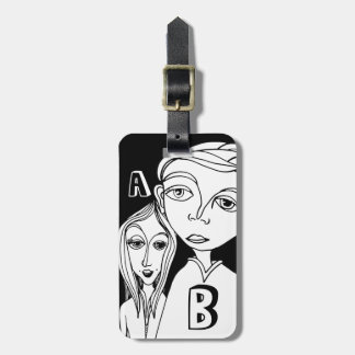 Étiquette À Bagage Deux lettres personnalisées et personnages de grib