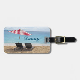 ÉTIQUETTE À BAGAGE DEUX TRANSATS DE PLAGE EN BAGAGES DE JAMAICA