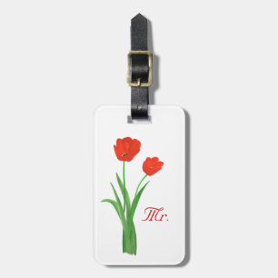 Étiquette À Bagage Deux Tulipes Rouges Personnalisées M. Bagages Tags