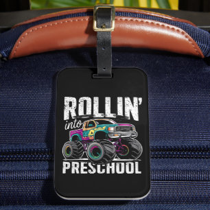 Étiquette À Bagage Dévaler Vers le Monstre Préscolaire Camion Retour 