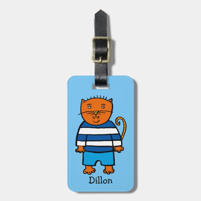 Étiquette À Bagage Dillon le Chat personnalisé (Devant Vertical)