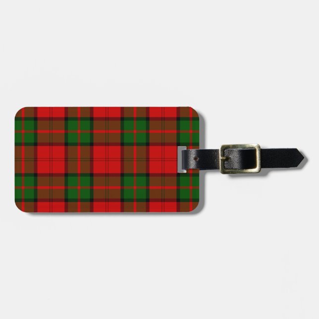 Étiquette À Bagage Dinbar tartan rouge vert plaid (Devant horizontal)