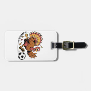 Étiquette À Bagage Dinde jouant au football de Thanksgiving amateur d