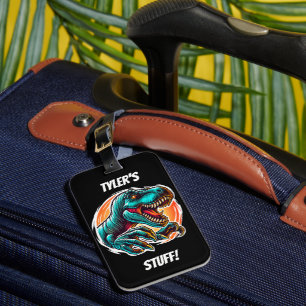 Étiquette À Bagage Dino Epic préhistorique Attaque T-Rex Black