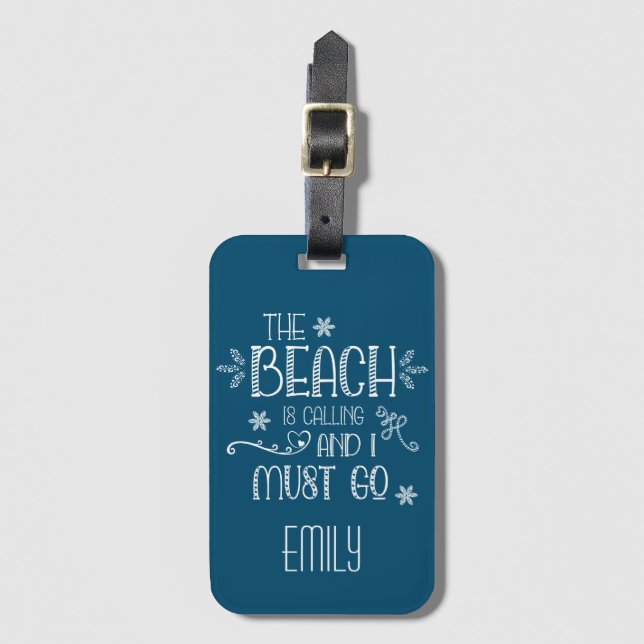 Étiquette À Bagage Dire Plage Dit Que Je Dois Aller Turquoise (Devant Vertical)