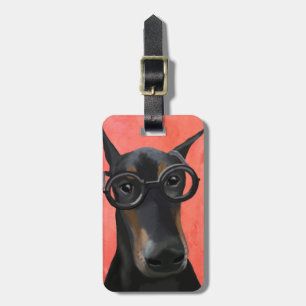 Étiquette À Bagage Doberman avec lunettes