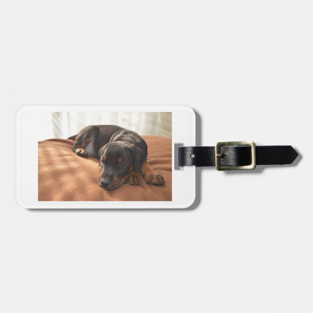 Étiquette À Bagage doberman-pinscher-chiot (Devant horizontal)