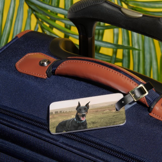 Étiquette À Bagage Doberman Pinscher En Champ (Insitu Rectoal 3)